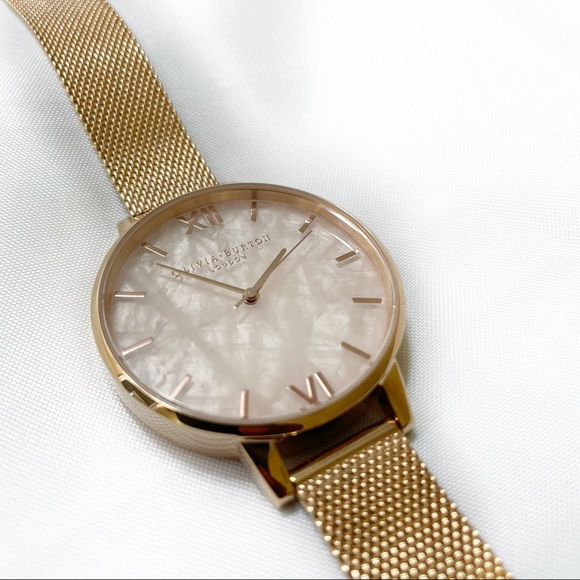OLIVIA BURTON SEMI PRECIOUS ROSE GOLD MESH WATCH - Picture 5 of 10